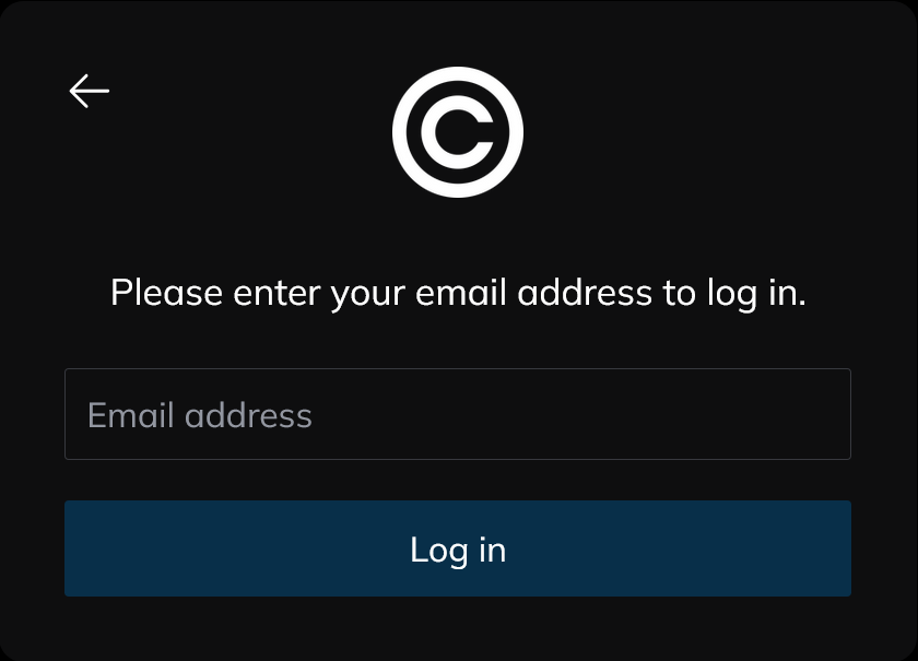 Email authentication screen