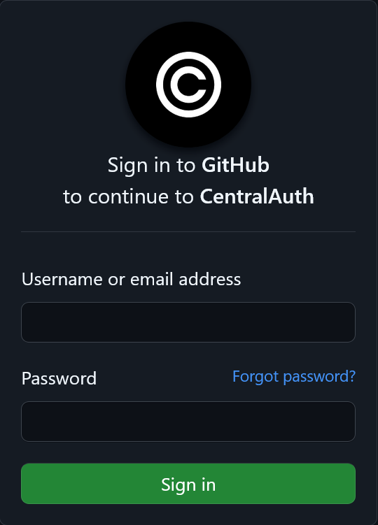 GitHub login screen
