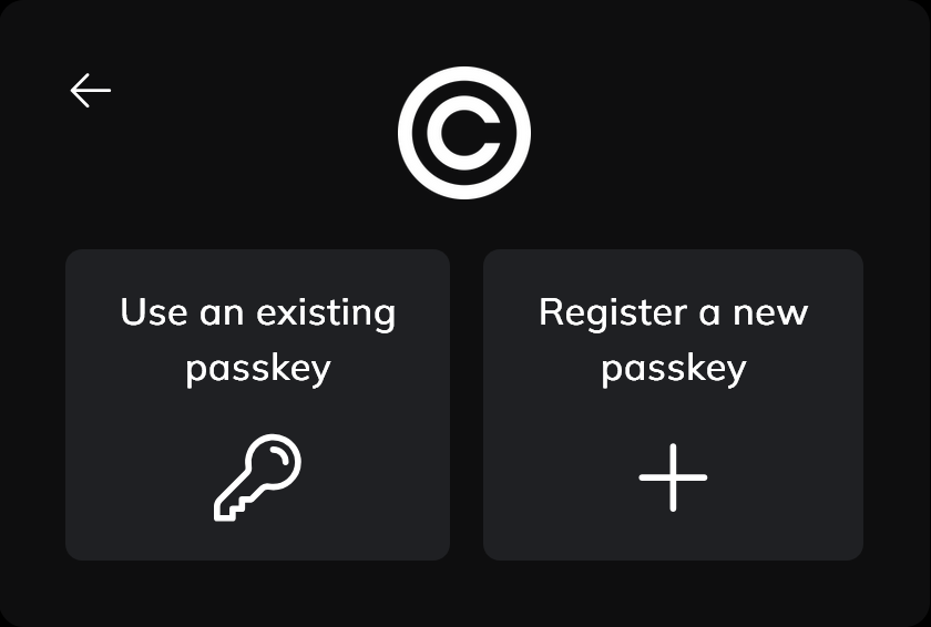 CentralAuth passkey screen